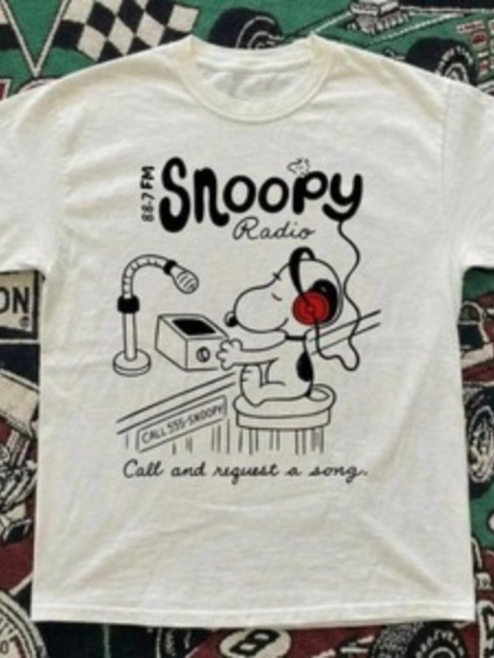 Vintage Style Snoopy Radio Graphic T-Shirt